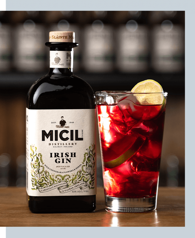 Micil Gin and Cranberry cocktail with Micil Irish Gin