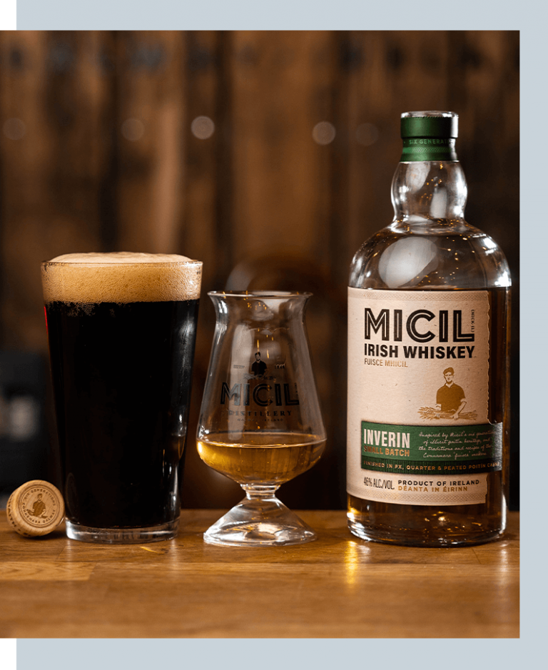 Inverin and Stout Micil Distillery Perfect Serve with Micil Inverin Small Batch Whiskey